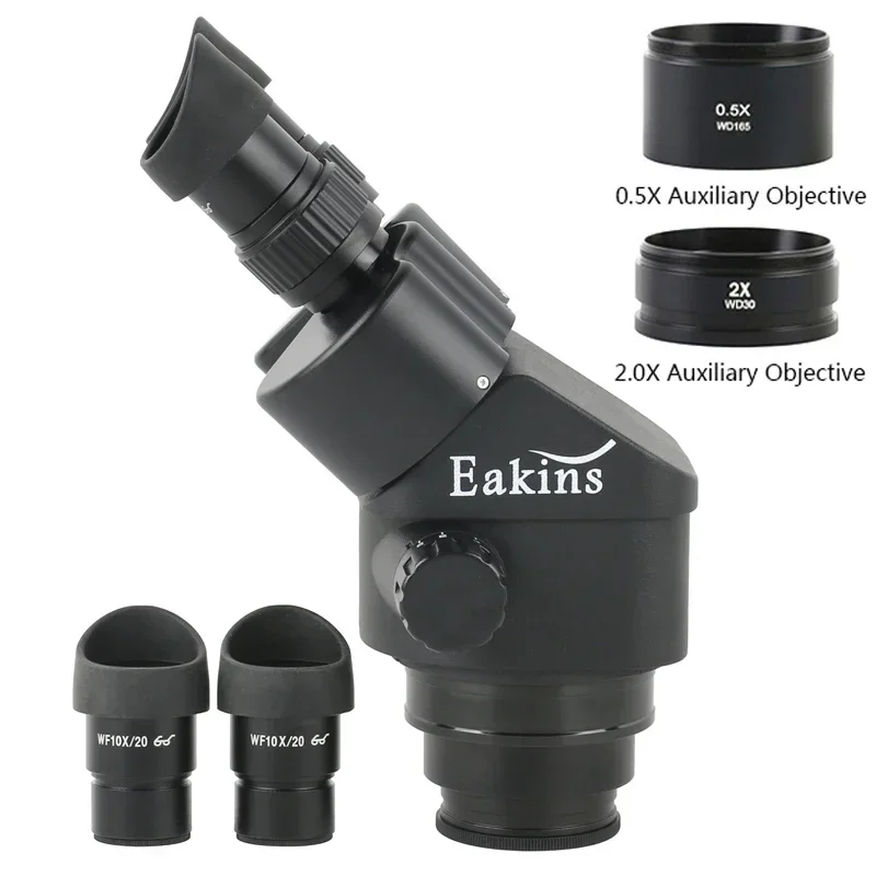 Microscope binoculaire stéréo à n'aime continu, grossissement 3,5 x-90x, WF10X, 20mm, grand champ EySim, plus lentille d'objectif 0,5x0,7x2,0 x