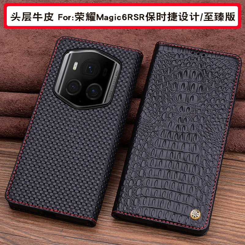 

Wobiloo Luxury Genuine Leather Wallet Business Phone Case For Honor Magci 6 Pro Rsr Ultimate Credit Card Money Slot Holste Cover
