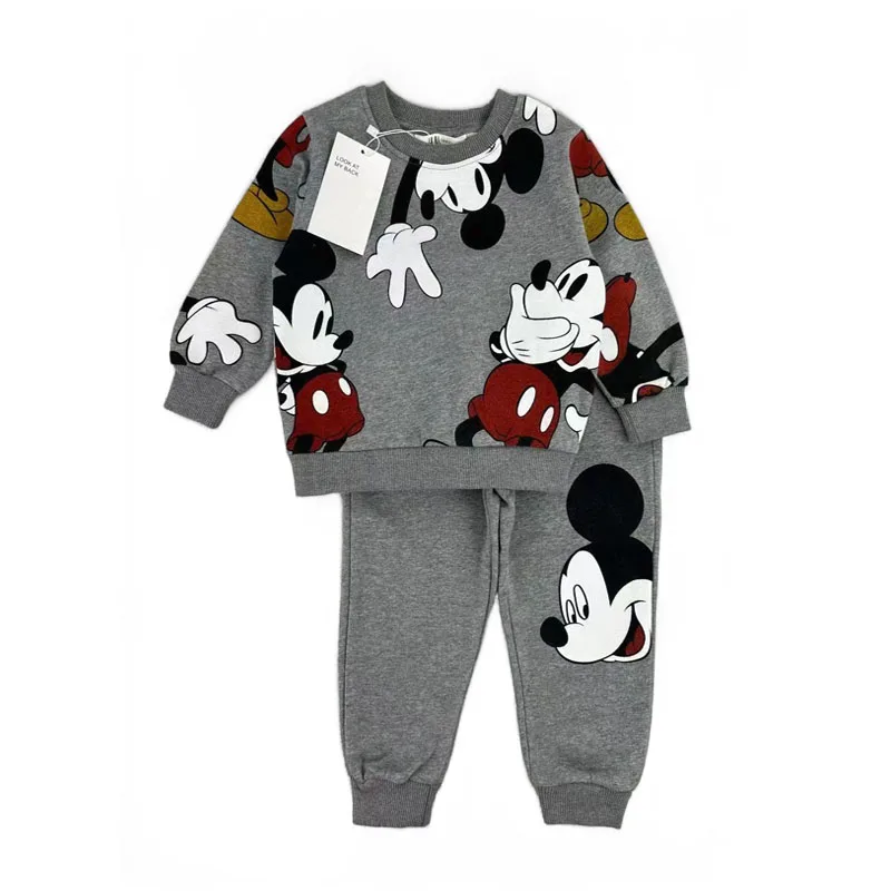 Girls Autumn Clothes Mickey Sweatshirt+Pants 2pcs Casual Light fleece Kids Long Sleeve Suits Boys clothes set 0-3year