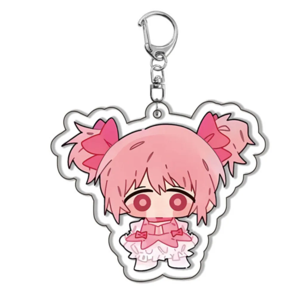 Anime Puella Magi Madoka Magica Keychain Q-version Cartoon Character Kaname Madoka Akemi Homura Backpack Decoration Pendant Gift