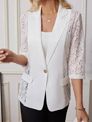 2024 Spring/Summer New Fashion Small Suit Style British Women's Casual White High end Business Flip Collar Button Coat