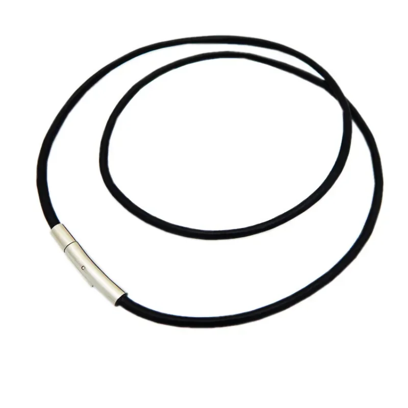 2MM/3MM/4MM/5MM Black Color Leather Chokers Necklaces For Women Men Rope Chain Stainless Steel Magnetic Clasp Jewelry