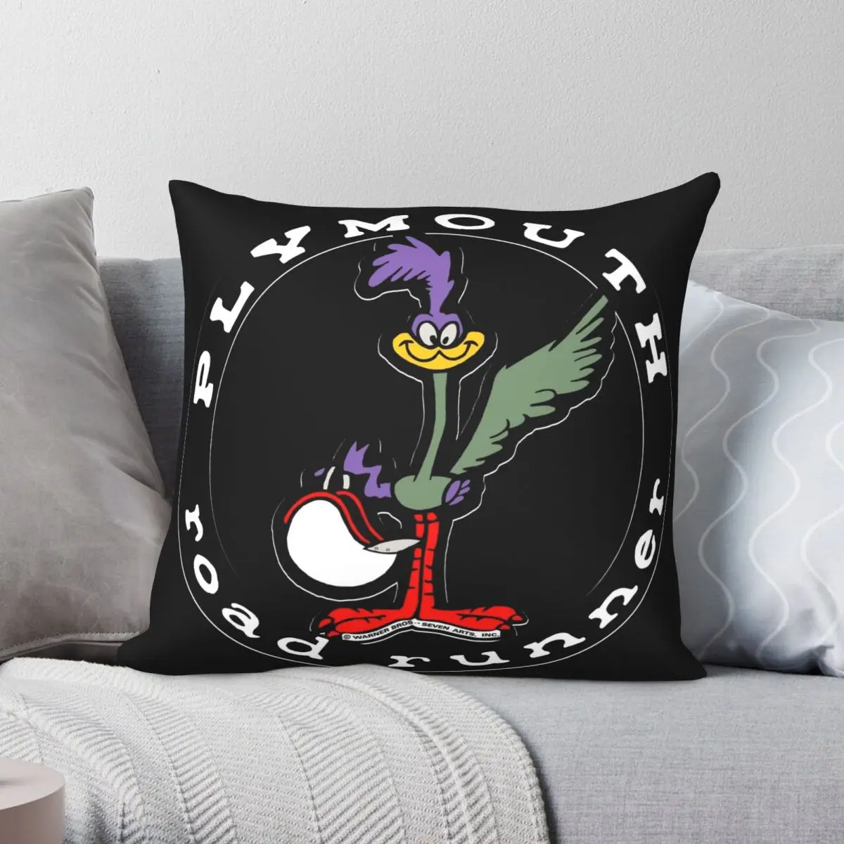 Plymouth Roadrunner Bird Roadrunner Pillowcase Polyester Linen Velvet Creative Zip Decor Throw Pillow Case Room Cushion Cover