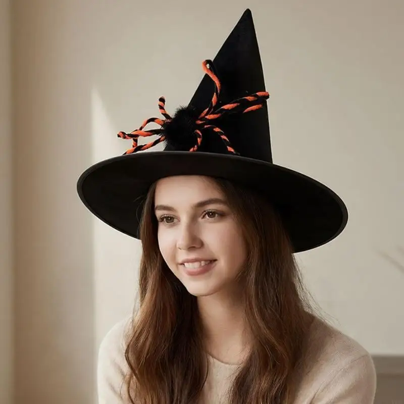 Soft Fabric Halloween Witch Hat With Pointed and Front Accent Y166