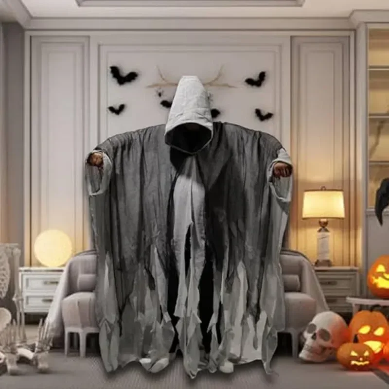 Costume di Halloween per adulti Spaventoso mantello horror con cappuccio Abito per uomo Terrificante gotico in maschera Party Cosplay Dress Up Puntelli