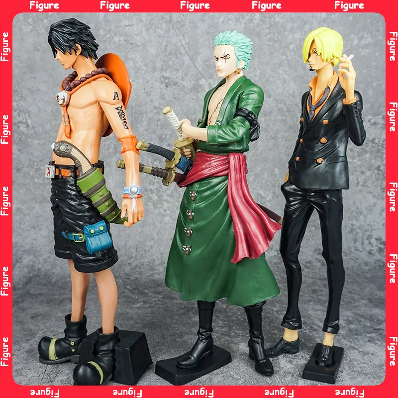 

One Piece Anime Figurine - Roronoa Zoro Three - Sword Style Large - Sized Confident Ace In Black Sanji Figurine Model Toys Gifts