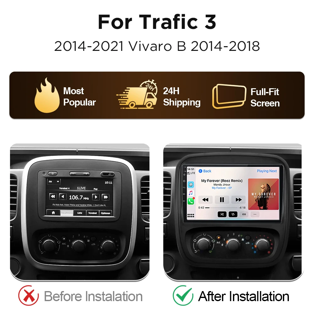 Car Radio For Renault Trafic 3 2014 - 2021 For Opel Vivaro B 2014 - 2018 Carplay Android Auto Stereo Multimedia 2din DVD 8core view 3