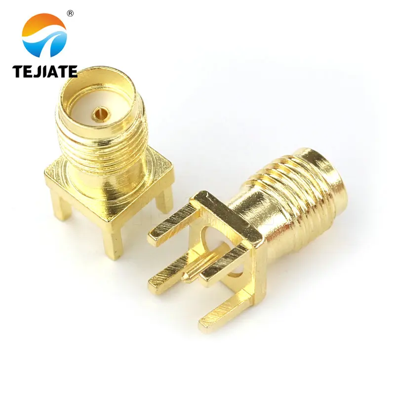 5PCS SMA SMA-KE PCB Female connector Striaght 28.5MM Female Jack Adapter Solder Edge PCB Mount RF Copper Connector Plug Socket