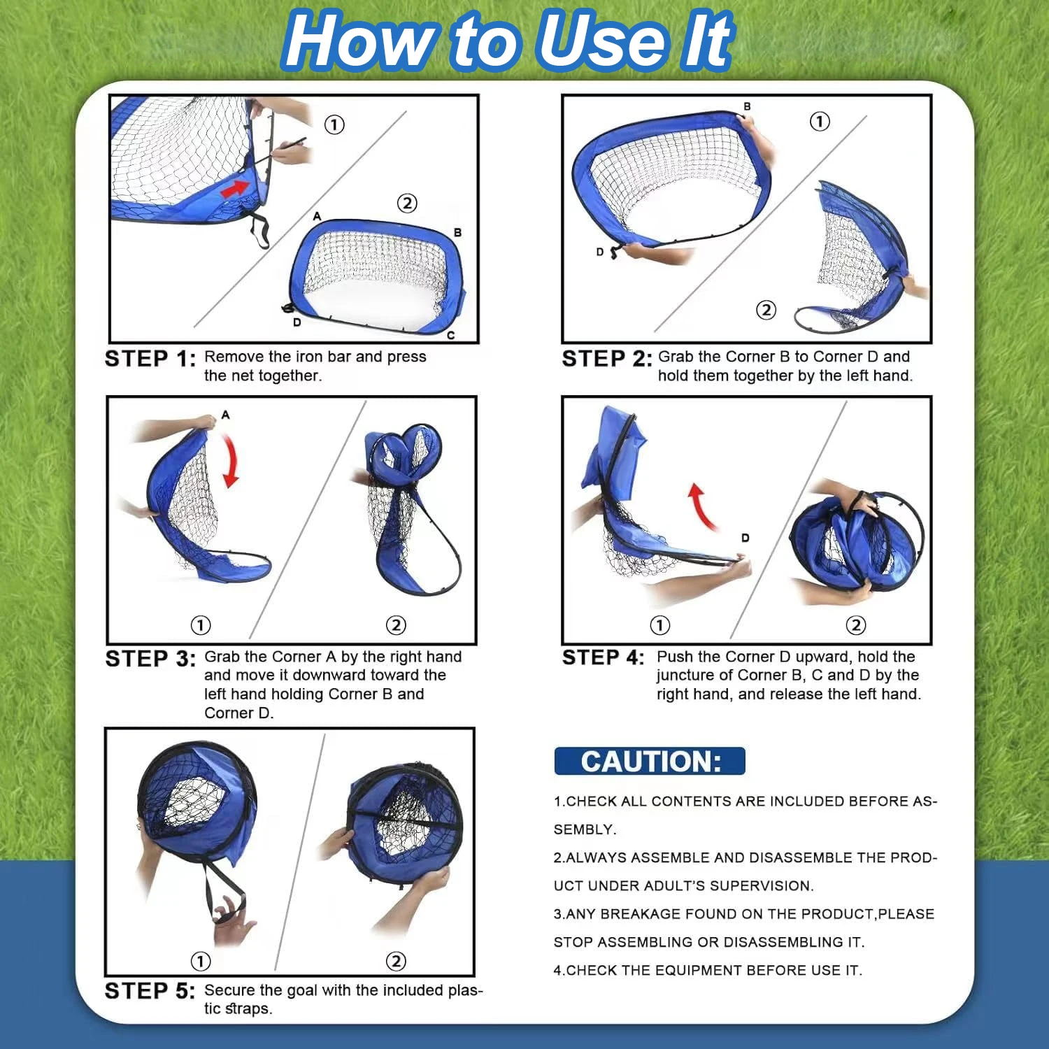 شبكة هدف كرة القدم للأطفال منبثقة 4 في 1 - هدف كرة قدم قابل للطي للاستخدام الداخلي/الخارجي |   تعمل على تحسين دقة المرور والتصوير