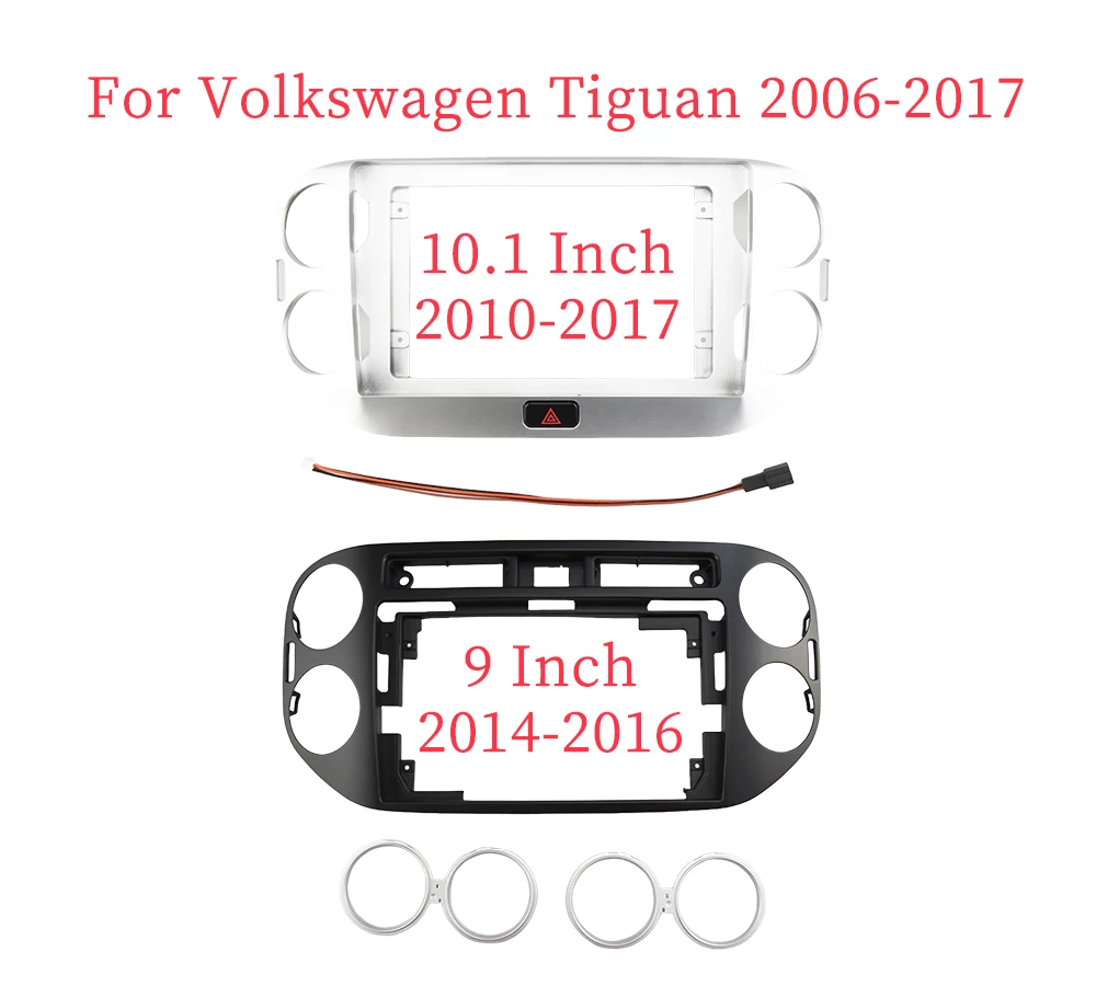 Adaptador Fascia para marco de coche, Kit de Panel de ajuste de Radio Android para Volkswagen Tiguan 9/10-2006, 2017 pulgadas