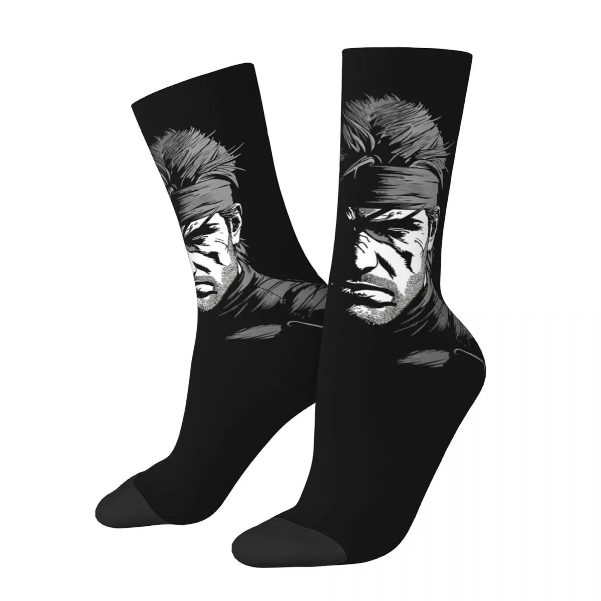 Fashion Solid Snake Basketball Socks Metal Gear Solid Polyester Long Socks for Unisex Sweat Absorbing