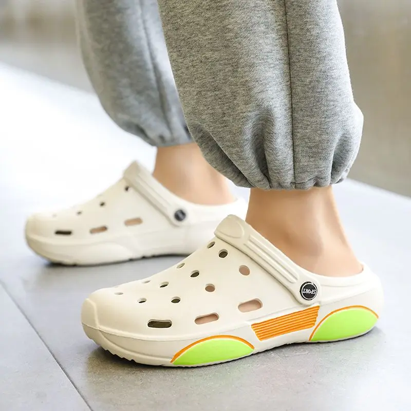 

Нескользящие мужские тапочки на платформе с отверстиями, пляжная обувь для взрослых Eva Trend 2024, дешевые новые модные элегантные мужские сандалии Y2k