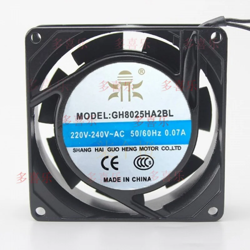 

ZMZM 1 PCS for GUO HENG Fan GH8025HA2BL AC 220-240V 8025 8cm 2 Wire cabinet cooling fan
