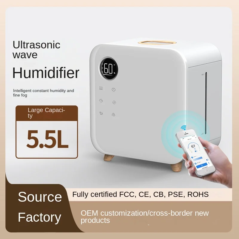 5.5L Large Capacity Smart Wifi Fog Mute Ultrasonic Humidifier Home Bedroom Aromatherapy Machine Air Humidifier