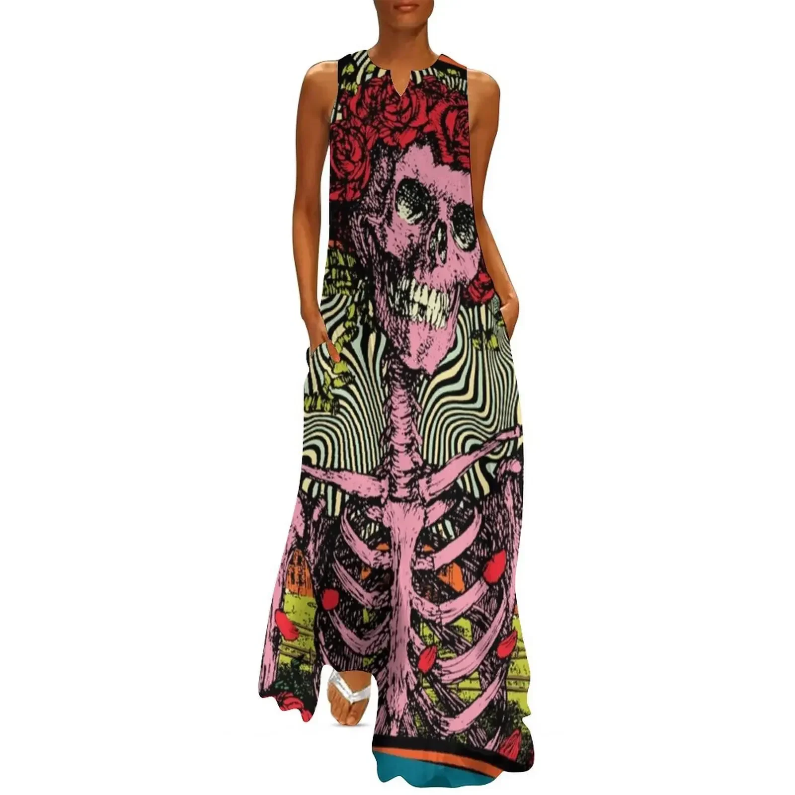 

Psychedelic 60s Musician Long Dress Woman's evening dress long sleeve dress dresses summer Women's evening