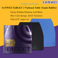 SANWEI TARGET 3 National Table Tennis Rubber Sticky Medium Soft/Hard Blue Cake Sponge MAX Thickness Ping Pong Rubber With ITTF