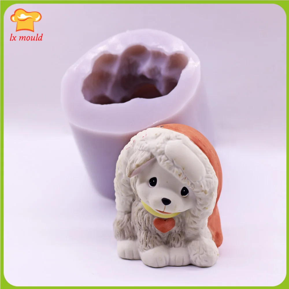 3D Christmas Dog Silicone Mould for DIY Chocolate Candy Sugarcraft Cake Decoration & Polymer Clay Cauliflower Design