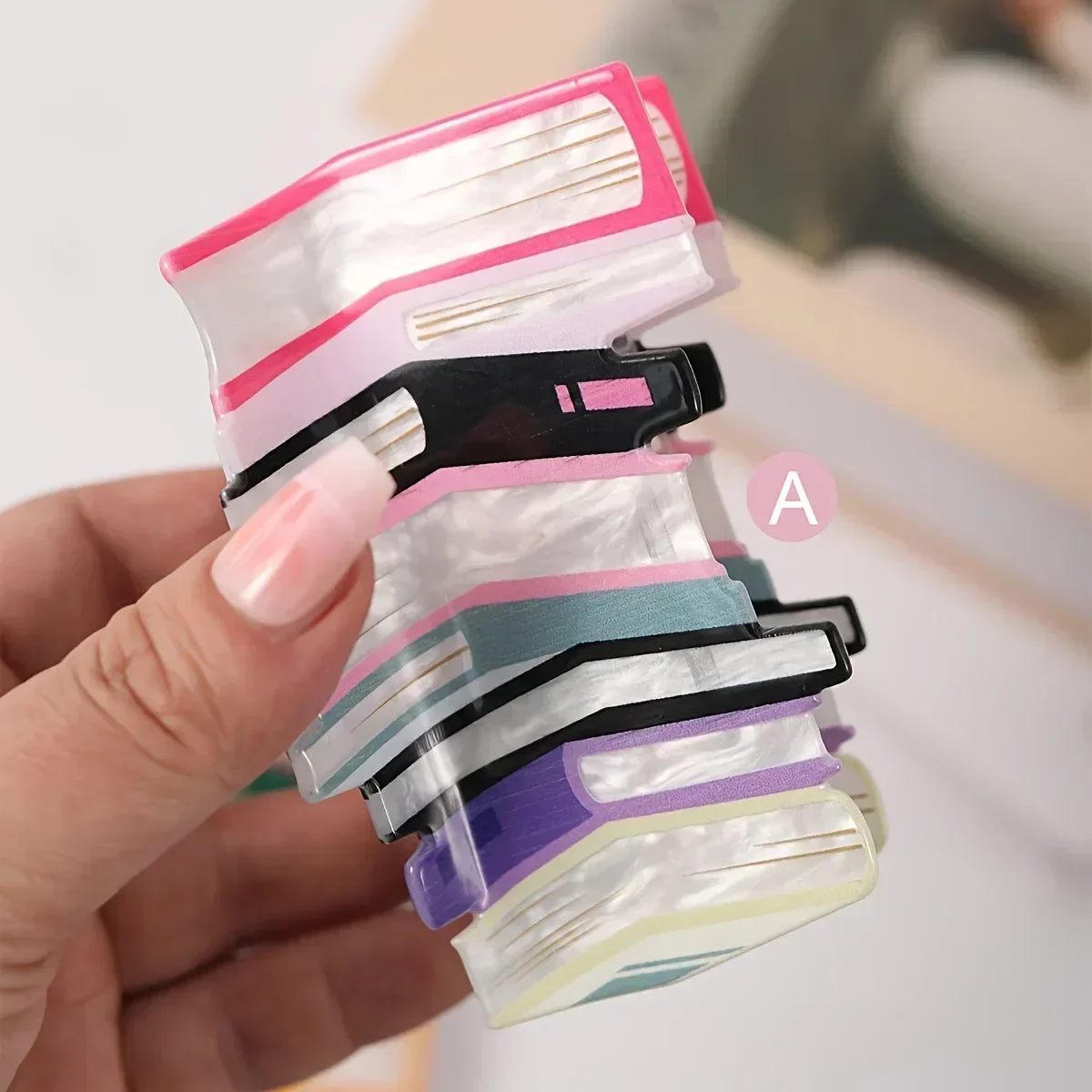 Muweordy Nuovi libri creativi arcobaleno Artiglio per capelli Libro divertente Fermaglio per capelli granchio Regalo per insegnanti Accessori per capelli con clip di squalo per donna