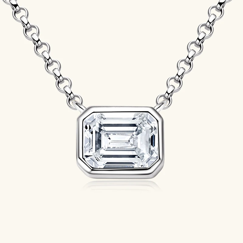 OXTAO ريال 925 فضة الزمرد قطع 5x6.5mm1.0ct مويسانيتي قابل للتعديل سلسلة قلادة قلادة السيدات هدية عيد ميلاد مجوهرات #3