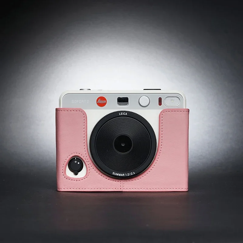 حقيبة الأدمة المضادة للانزلاق من الجلد الطبيعي لـ Leica Sofort 2 ، علبة صندوق الجسم ، غلاف واقي ، باب بطارية مفتوح ، مصنوع يدويًا
