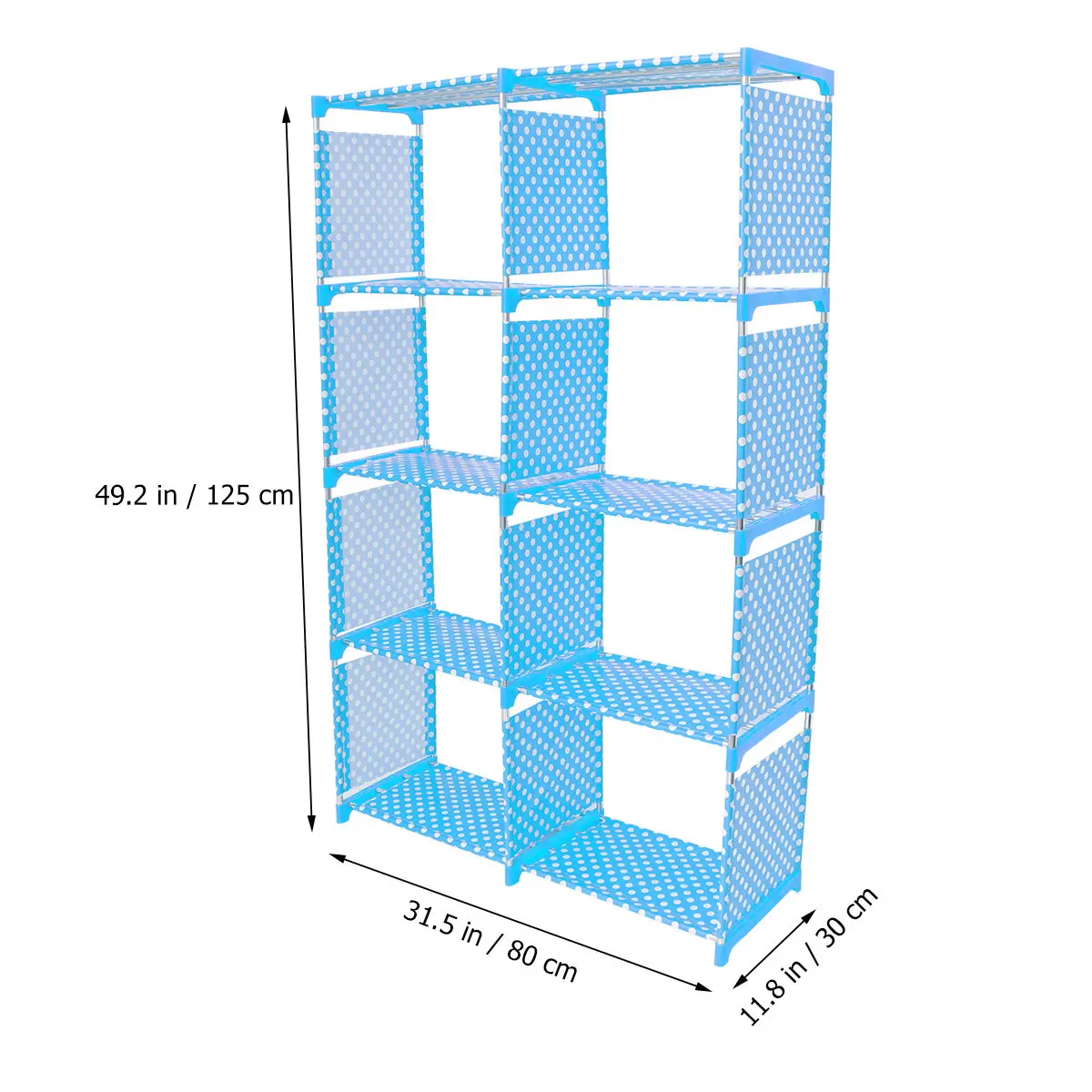 Double Row Bookshelf Sky Blue Dot Pattern Beautiful Storage Rack Organizer Shelf for Home Library Bedroom Book Sundries