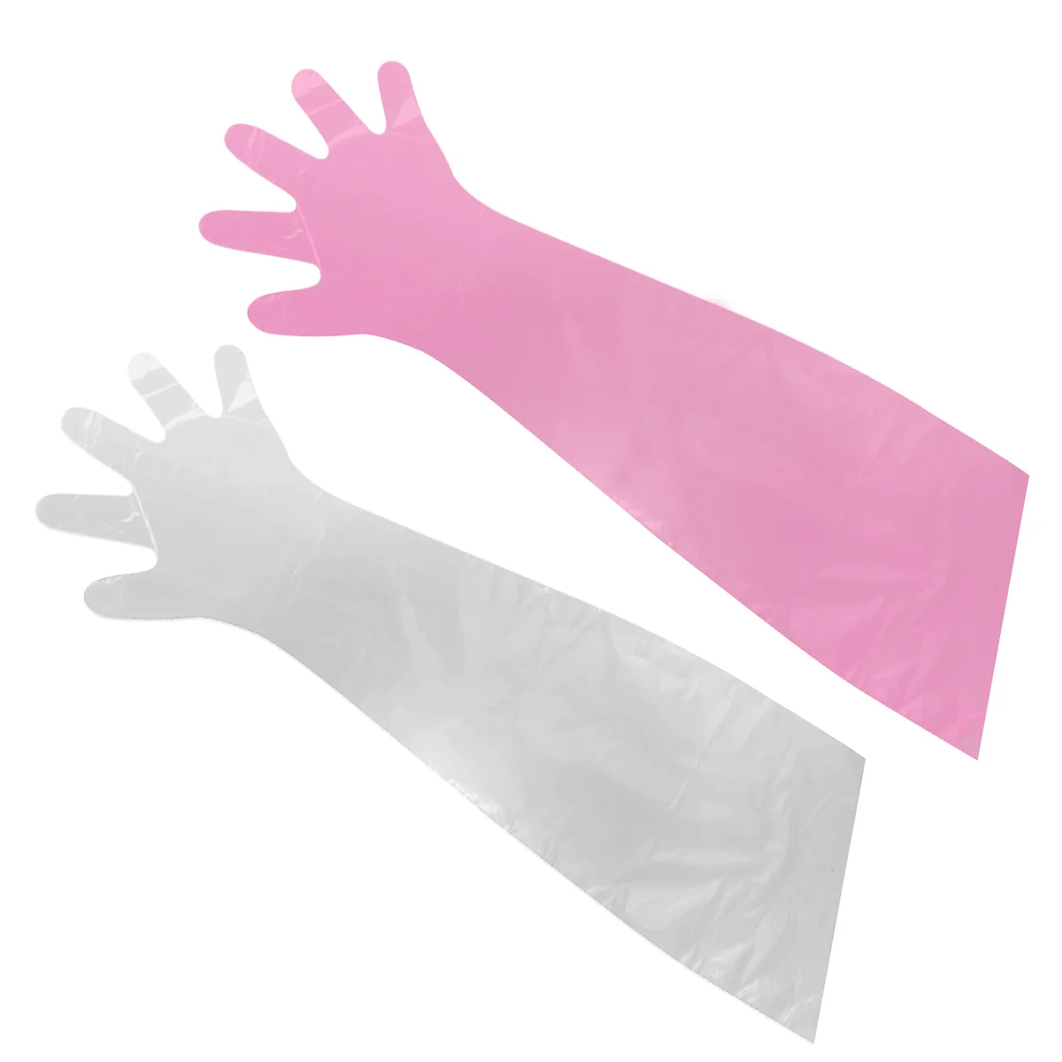 50pcs Arm Gloves Disposable Plastic Film 85cm Total Length Cattle Sheep Farming Exam Pregnancy Test Artificial