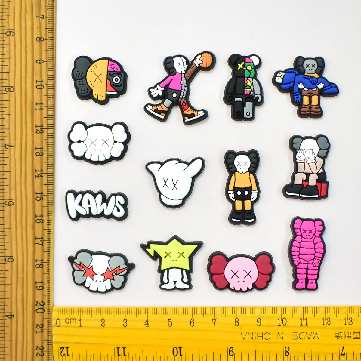 13Pcs Set cute Streetwear series Rubber Shoe Charms For Slides Sandals DIY Custom Accessories Soft Shoe Clog Pins Clog Charms