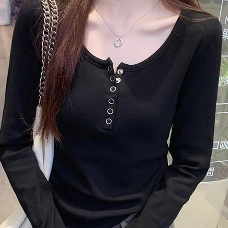 Spring Autumn Newwomen Half High Collar Simplefashion Versatile Bottom Shirt Soft Comfort Koreanversion Interior Long Sleevetops