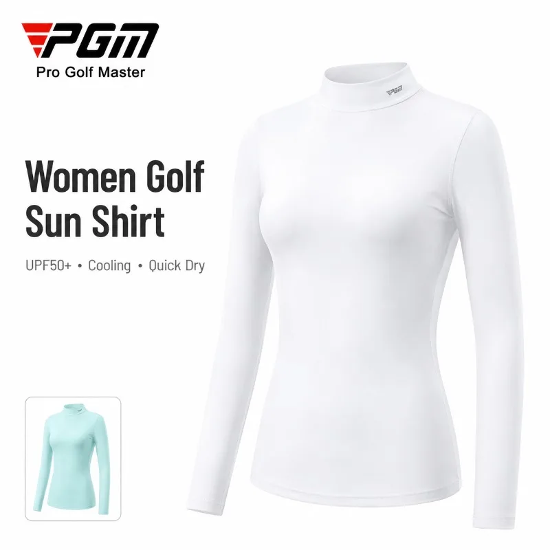 PGM Women Golf Long Sleeve Shirt UPF50+ Sun Protection Ice Silk Cooling Quick Dry Breathable Base Layer