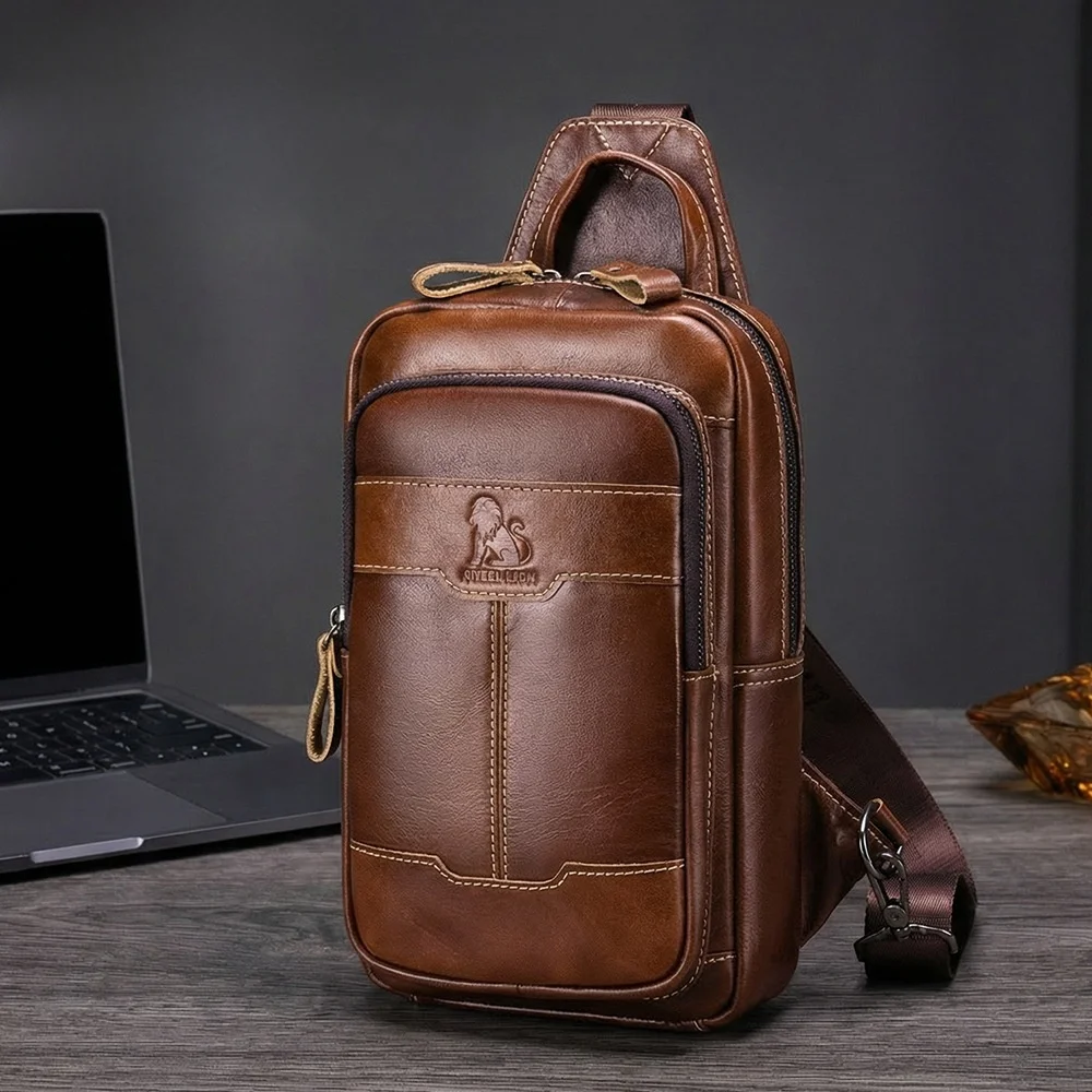 steel-lion-men's-top-layer-cowhide-leather-vintage-wax-oil-crossbody-chest-bag-single-shoulder-slanting-bag-leather-goods