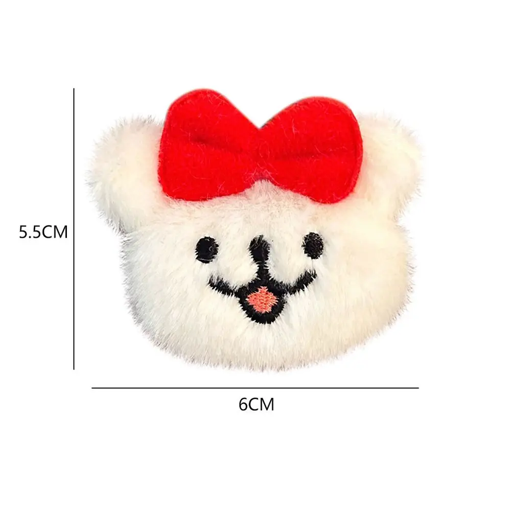 Portable Cute Plush Doll Keychain Cartoon Creative Red Bow Puppy Brooch Girl Heart Stuffed Animal Backpack Pendant Women