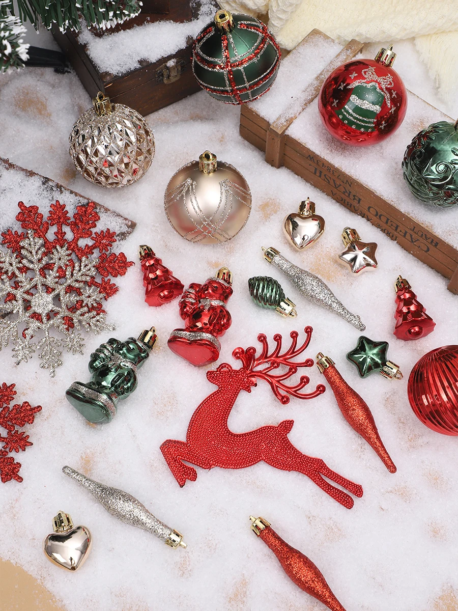 44 قطعة جديد عيد الميلاد الكرة مجموعة شجرة عيد الميلاد الحلي الرنة سانتا كلوز الثلج نجوم هدايا عيد الميلاد حفلة عيد الميلاد ديكور #2