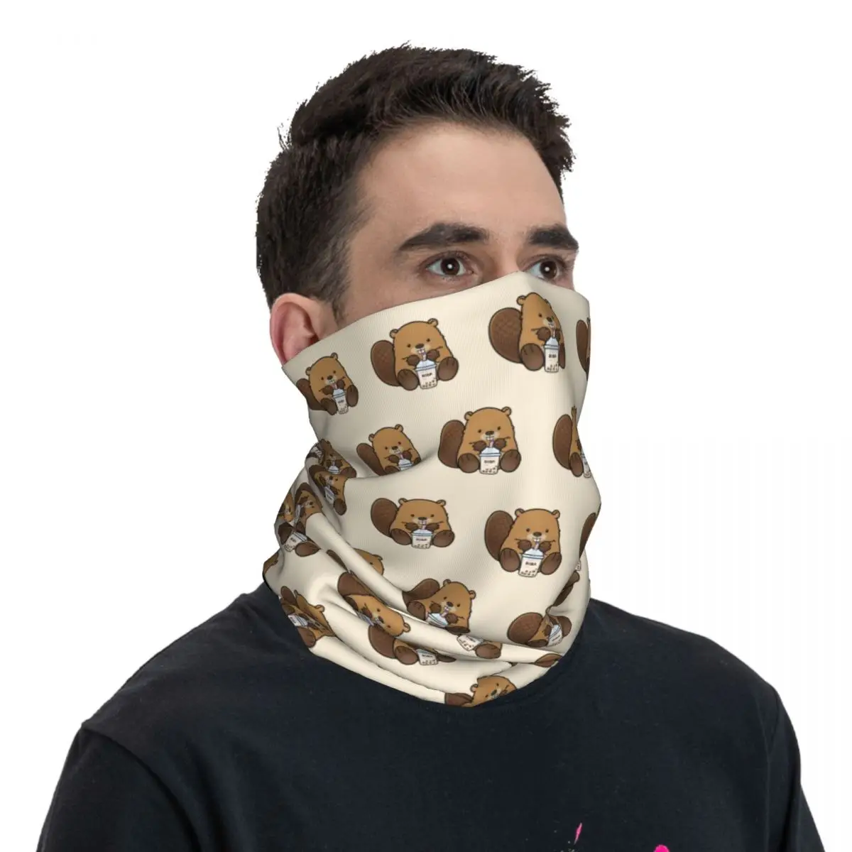 Castor Boba Pasamontañas transpirable Unisex para adultos, Bandana con pegatina para el cuello