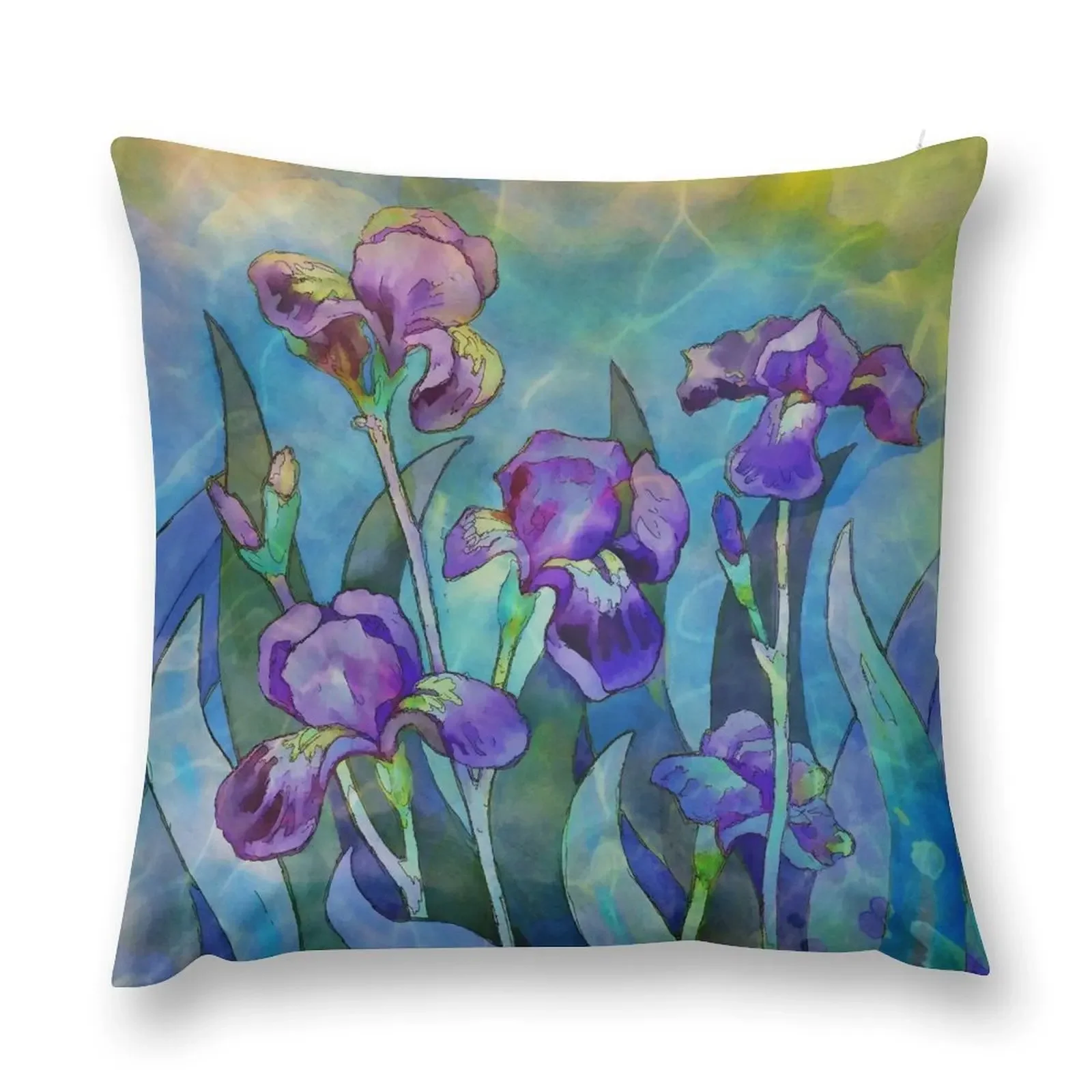 Irises watercolor Throw Pillow ornamental pillows for living room Sofa Cushion Custom Cushion Photo pillow