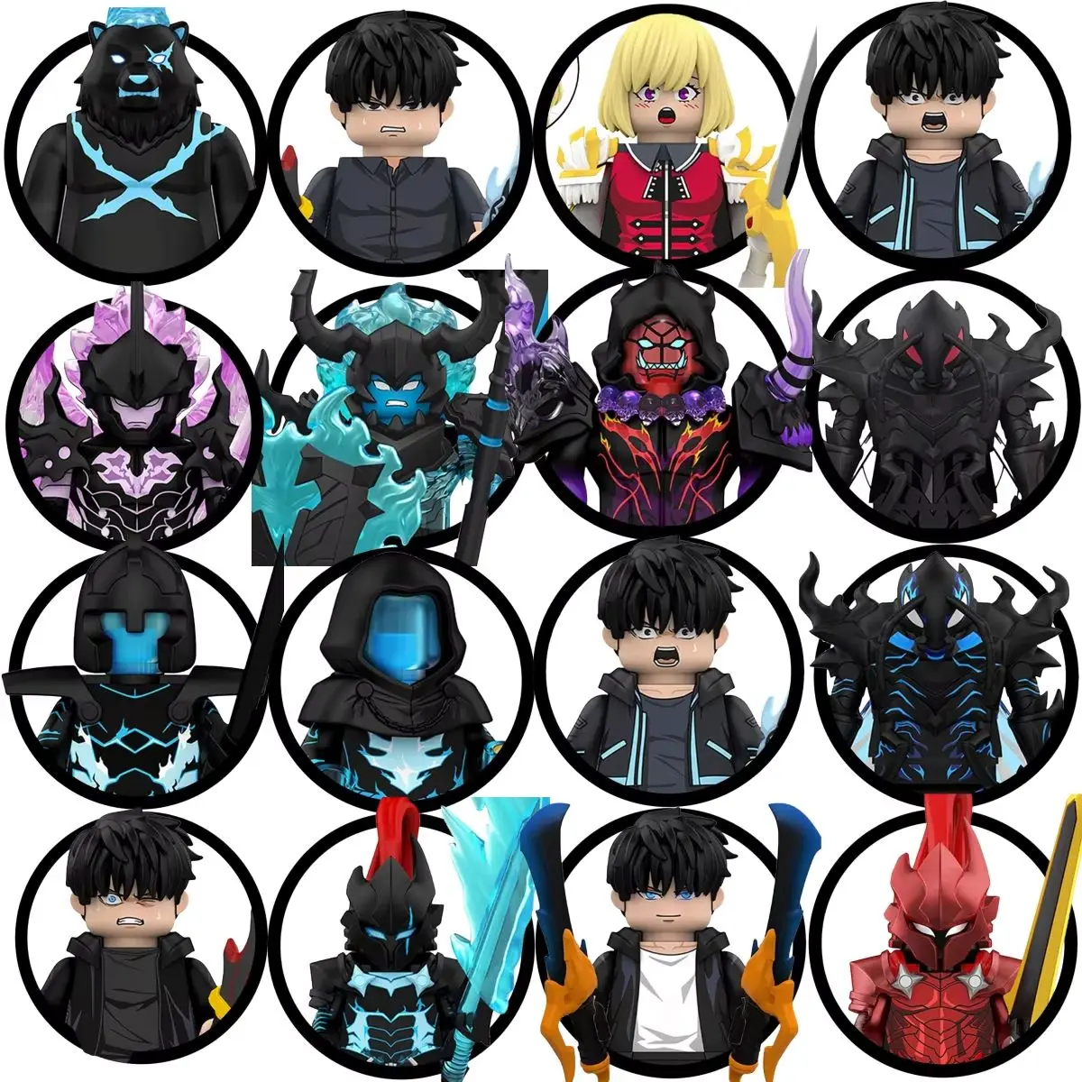 Blind Box WM6220 Anime Sung Jinwoo Lgris Beru Bellion Tusk Fang Hunter Level Up Mini-Bausteine Figuren Festivalgeschenke Spielzeug
