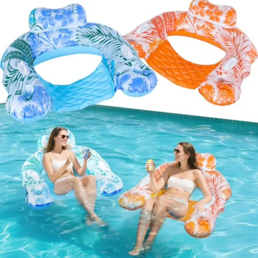 Pool Float Chair with Handle - 2pcs Extra Large Inflatable Pool Chair Floats Adult Size, Lake Water Swimming Pools Floating Sea