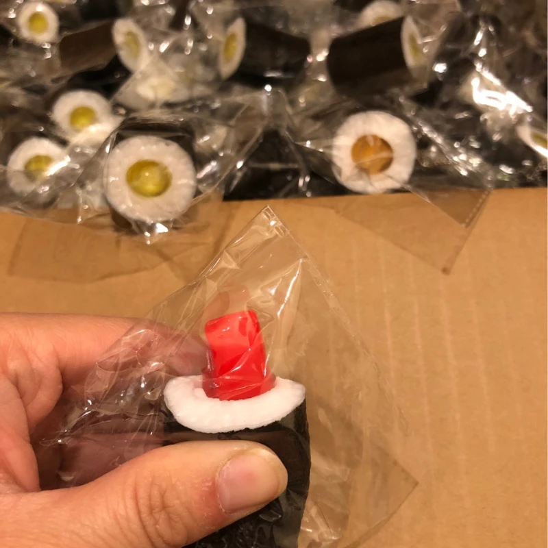 Taba Squishy Simulated Food Play Sushi Fish Bamboo Wheel Soft Extrusion Ball Fingertip Toys TPR Kids Pendant Girl Birthday Gifts