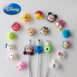 Stitch Mickey Minnie dibujos animados Anime cargador Cable Protector para IPhone Usb línea de datos cubierta de protección de cabeza accesorios DIY regalos