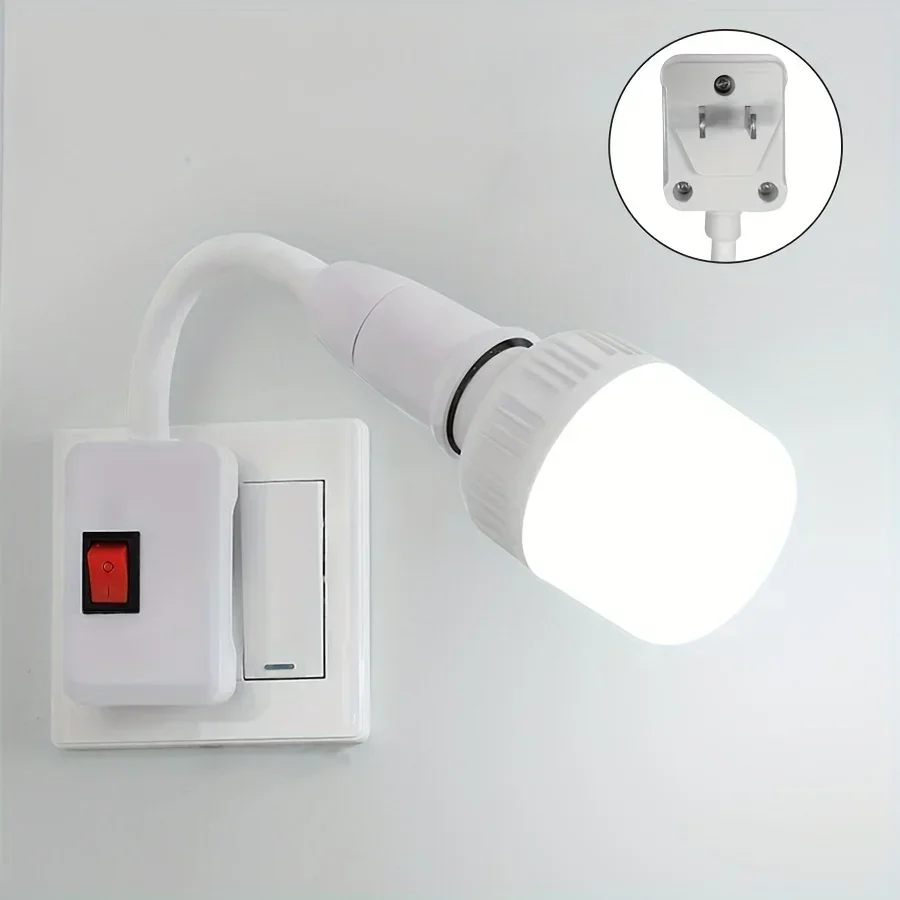 Flexible E27 Lamp Socket Adapter-360-Degree Adjustable Neck-Easy Plug-in with  for Night Light and Bedside Lamps US/EU Plug