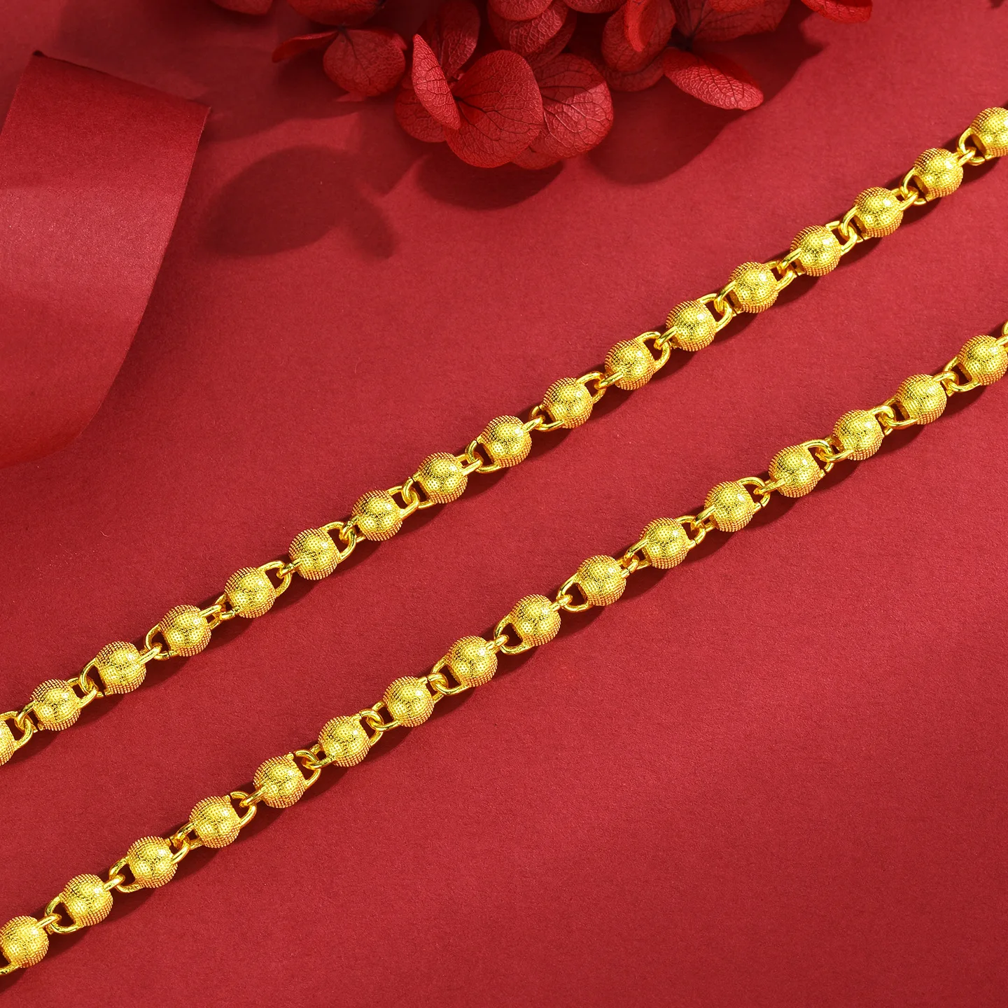 Minimalist bead design suits multiple dressing styles, designed for women with durable certified 24K pure gold structure