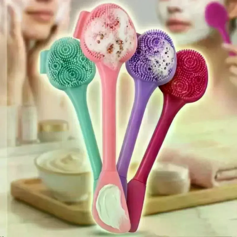 Silicone Facial Cleansing Brush With Soft Bristles And Mask Spatula For Face Exfoliating Skincare