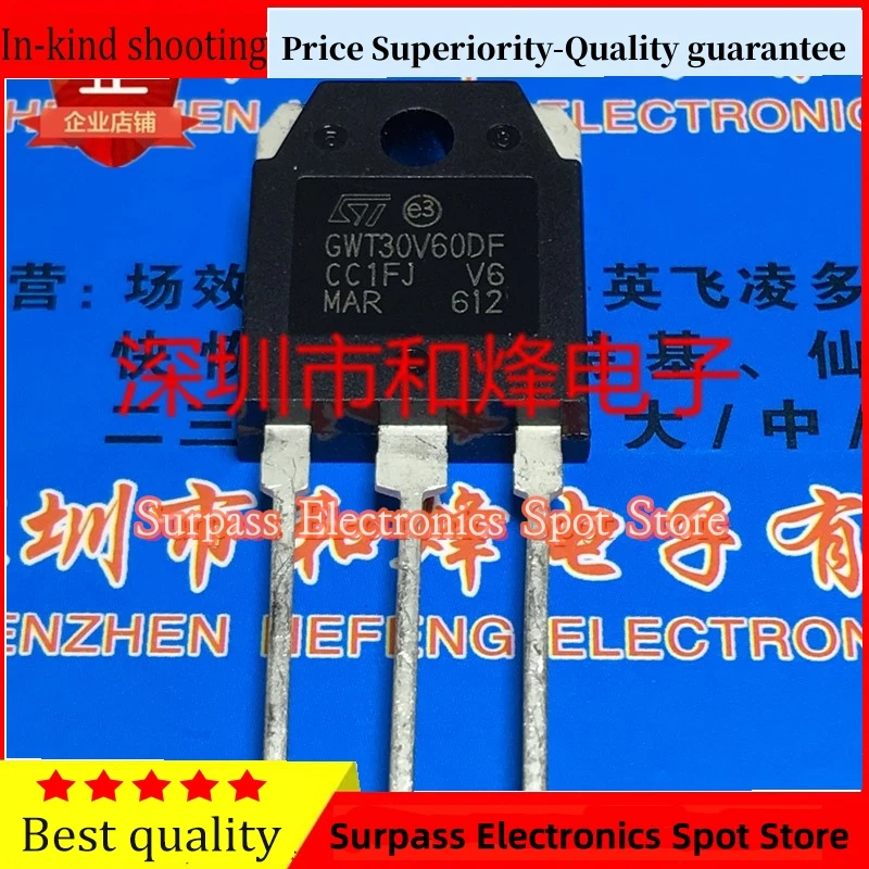 5PCS-10PCS GWT30V60DF STGWT30V60DF  TO-3P 600V 30A   Best Quality Guarantee  Quick Delivery Fast Shipping