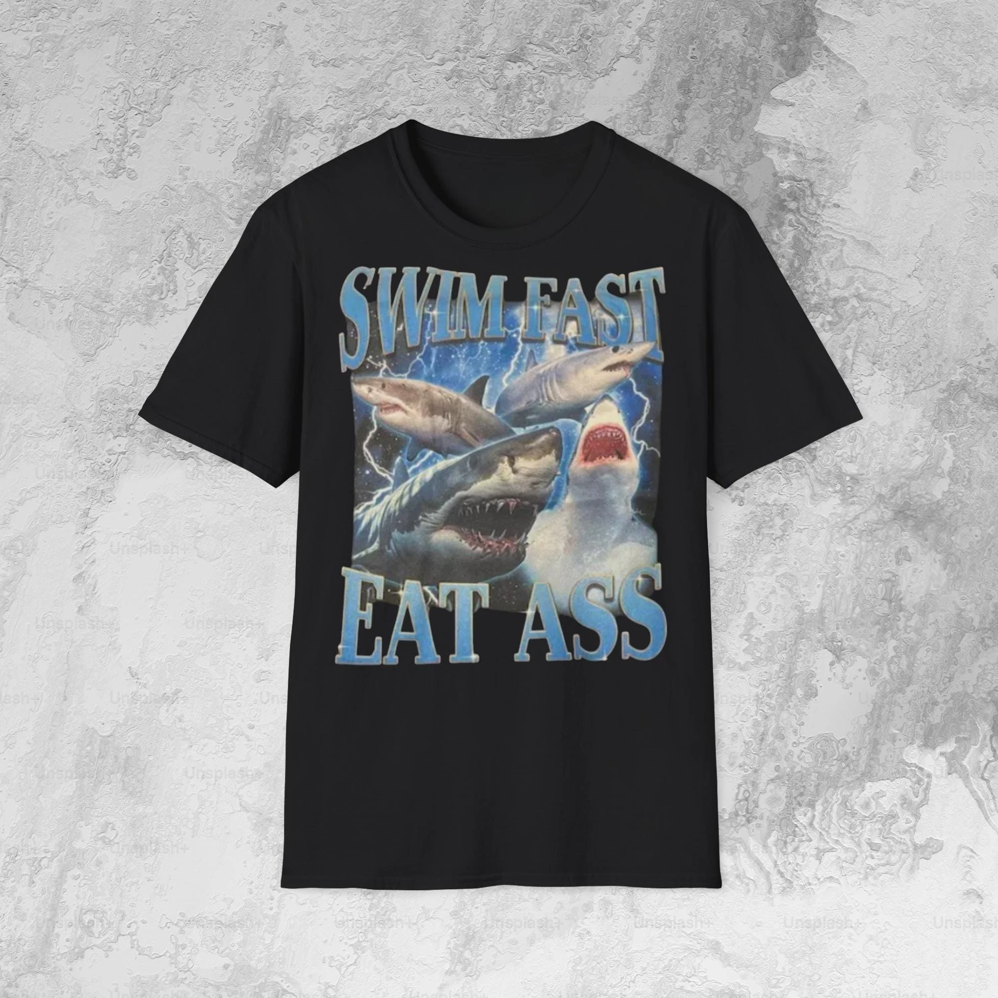 Fun Shark Graphic Printing Summer Autumn Winter Cotton Men's and Women's T-Shirts Short Sleeves Luxury Outdoor Sports Brand