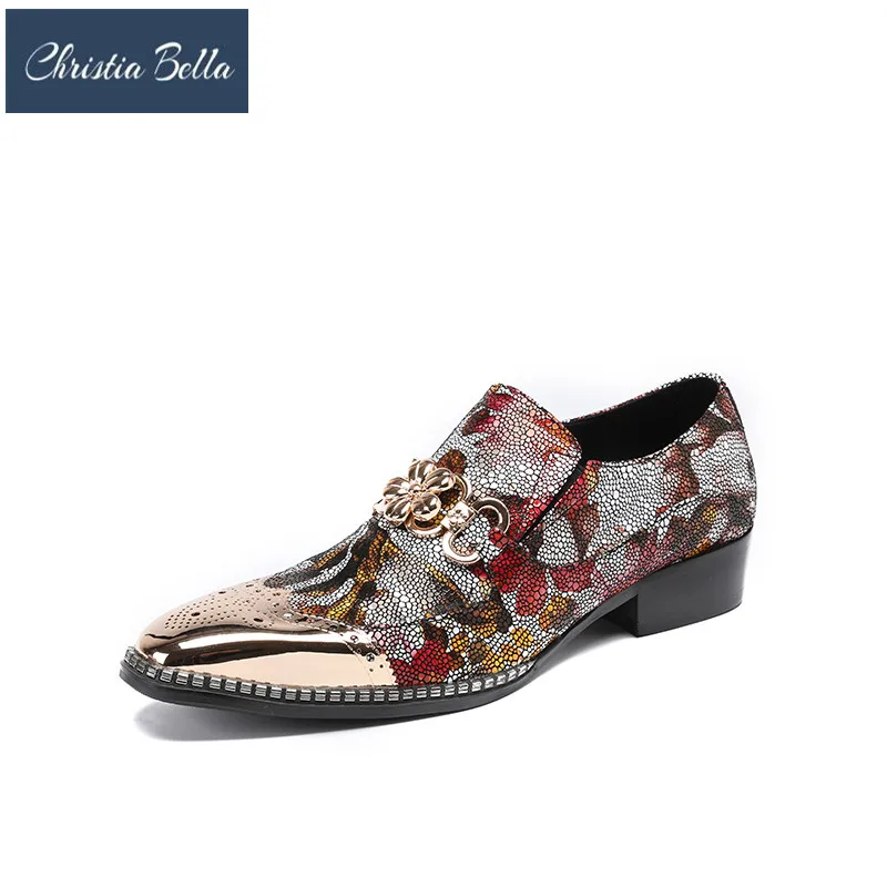 

Christia Bella Fashion Floral Printing Men Formal Shoes Large Size Slip on Oxford Shoes for Men Wedding Party Men Dress Shoes