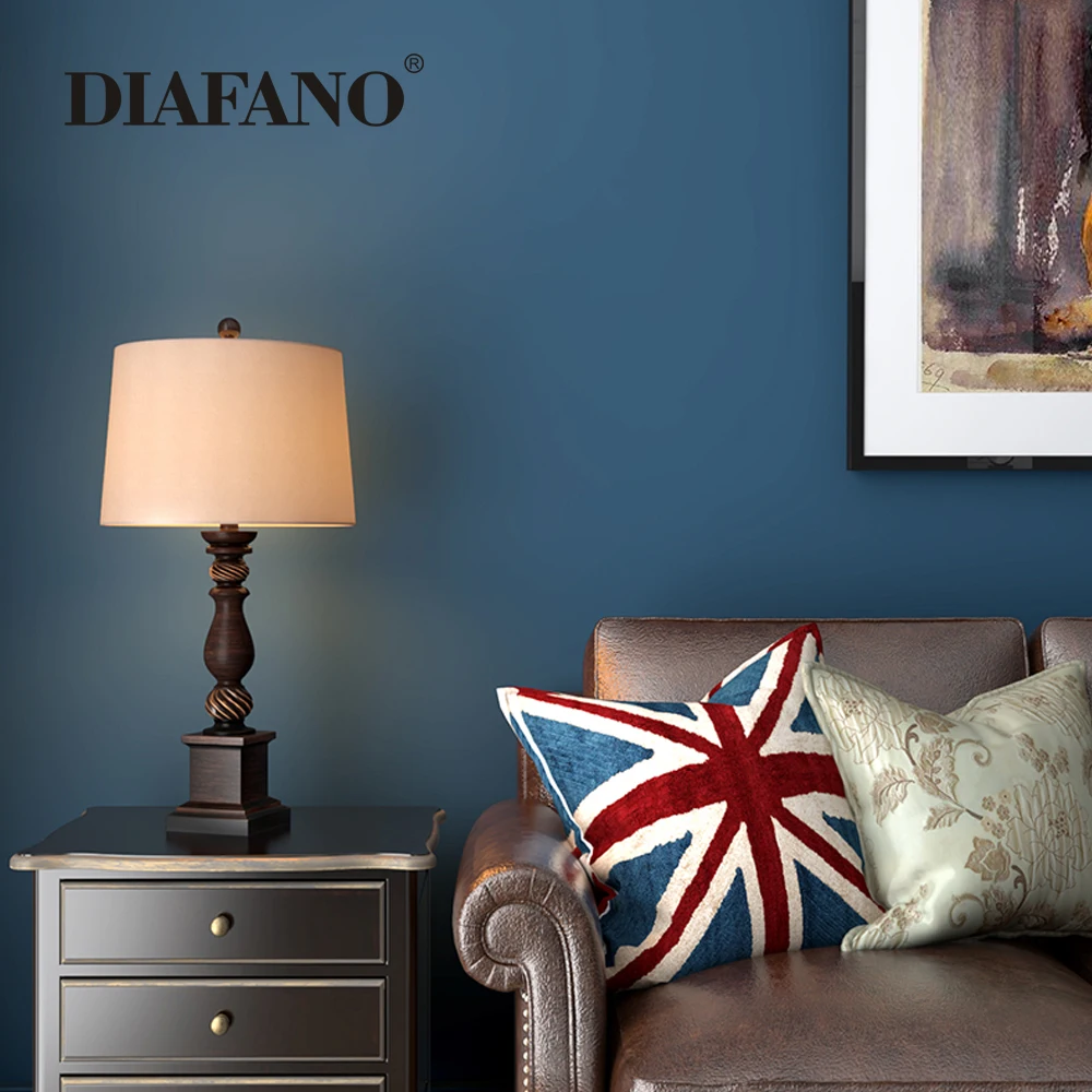 American Retro Table Lamp E27 Dimming Art Fabric Traditional Warm Bedroom Bedside Hotel Coffee Living Room Study Table Lamp 220V
