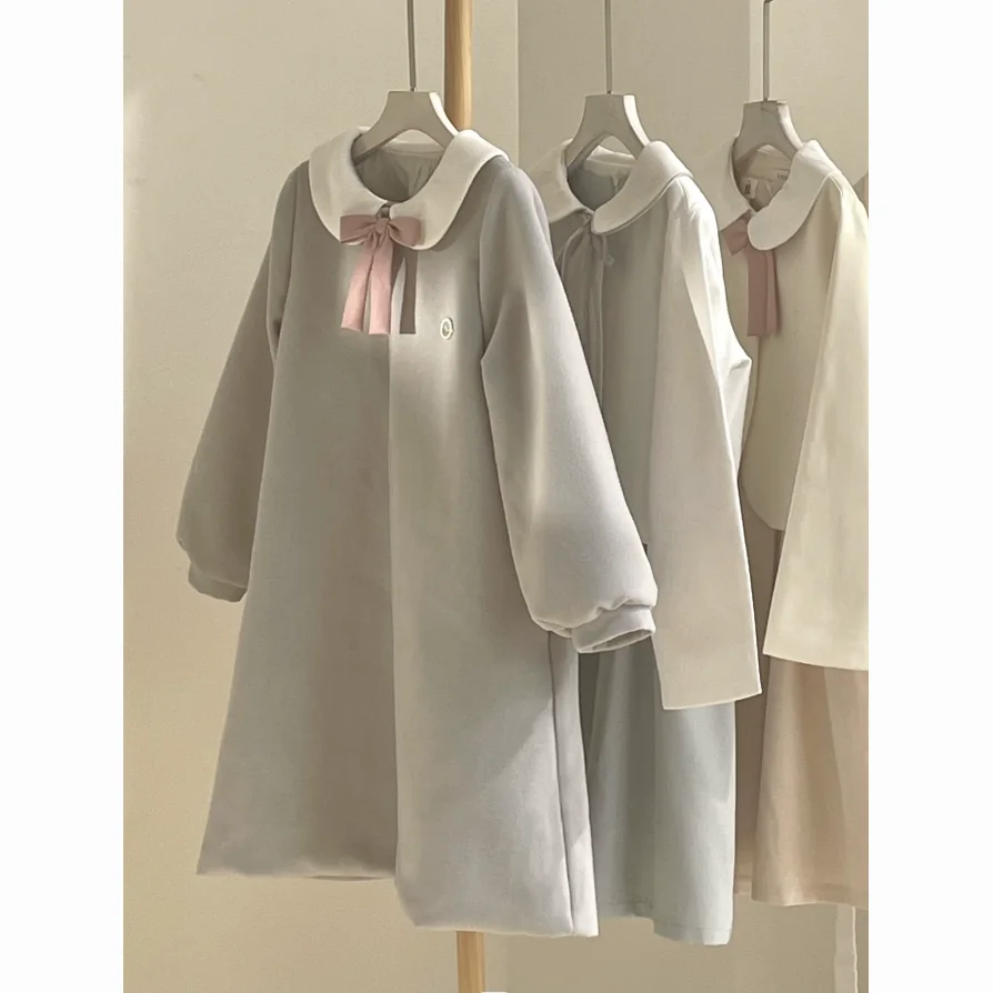 

Japan Autumn And Winter Cute Doll Collar Woolen Coat For Women Japanese Mid-Length Girly Style Kawaii