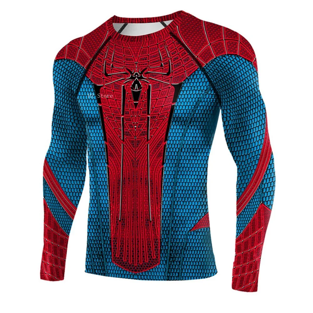 

Marvel Superhero The Amazing Spider-Man Training Suit Sports Fitness Tight 3D Printed Elastic Fit Long Sleeved T-shirt