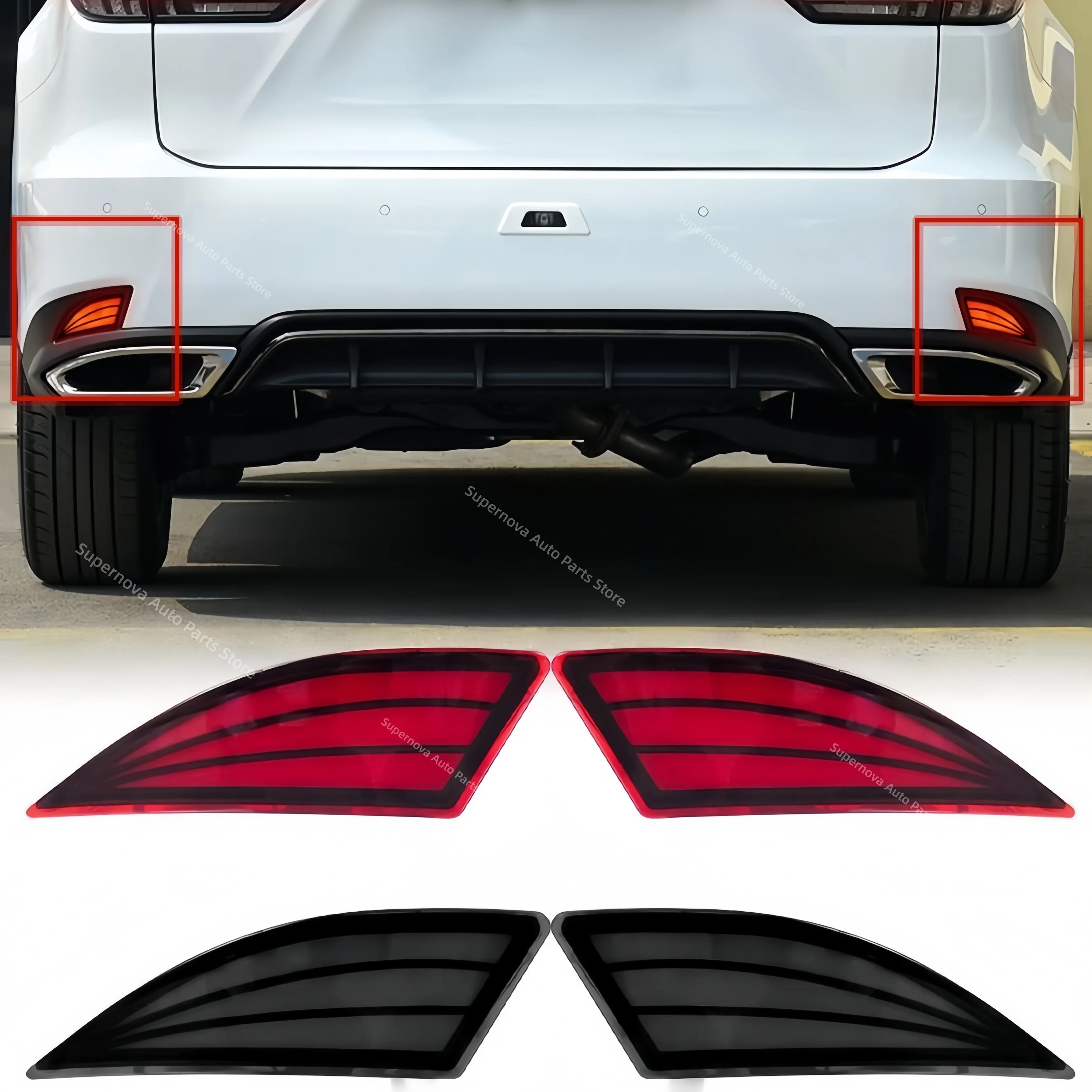 For Lexus RX 2020 - 2022 Rear bumper light Three functions LED Flowing water Turn signal Brake light Warning light Driving light