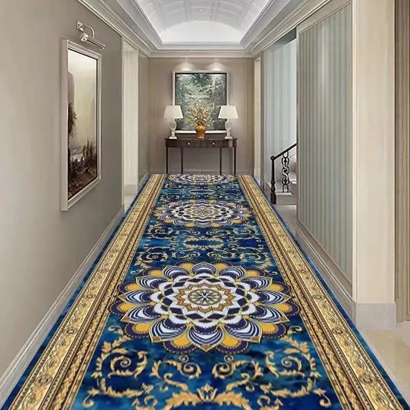 High-End Corridor Carpet Full Aisle Bedroom Carpet Villa Stairway Runners Floor Mat Wedding Hallway Whole Roll Long Area Rugs