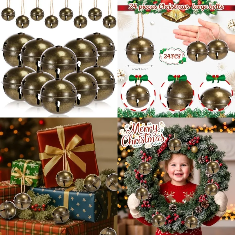 

Рождественские колокольчики-звуконосники, большие, 2,5 дюйма, вырезанные в форме звезды, для поделок, украшения рождественской елки, подарочной упаковки, бронзовые, 24 шт.